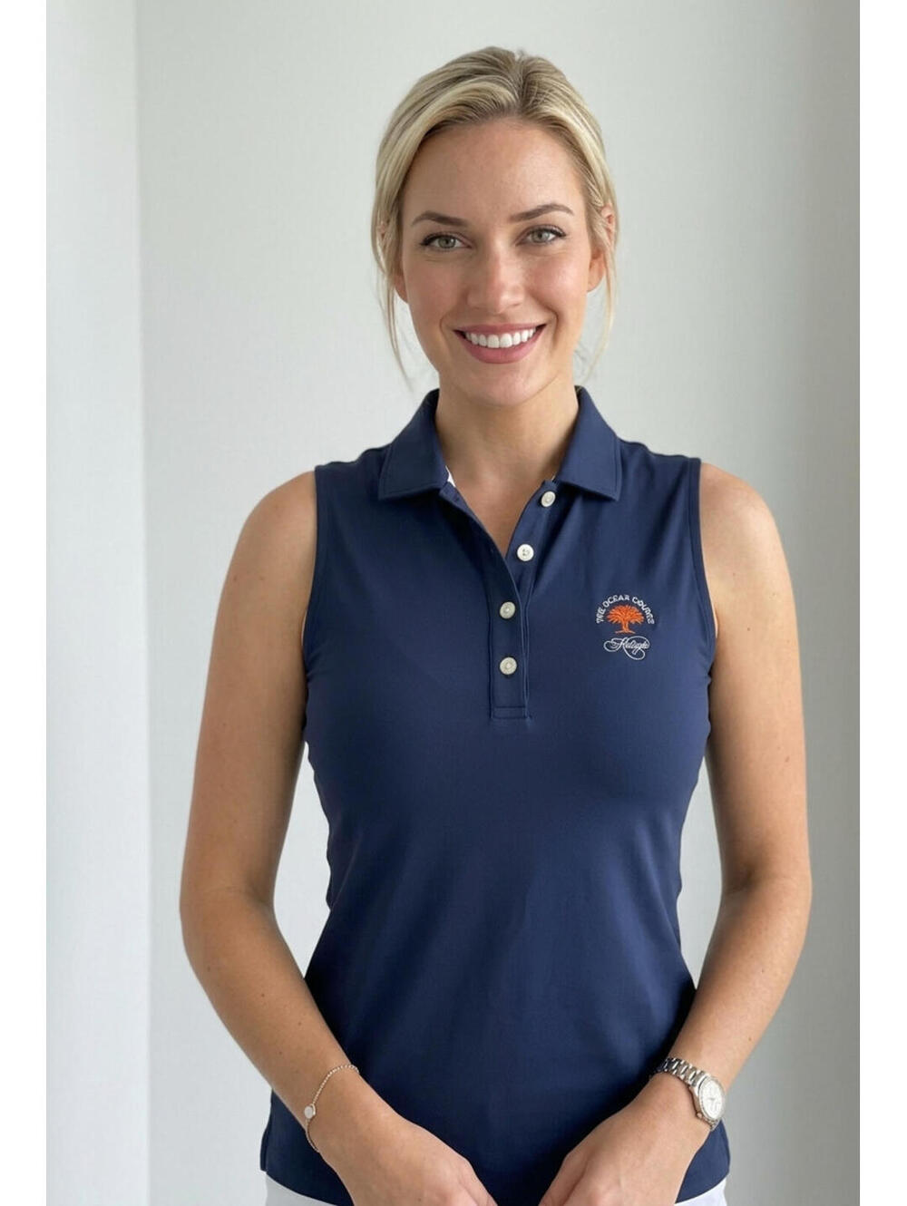 Peter Millar Kiawah The Ocean Course Women SMALL Performance Polo Shirt Blue